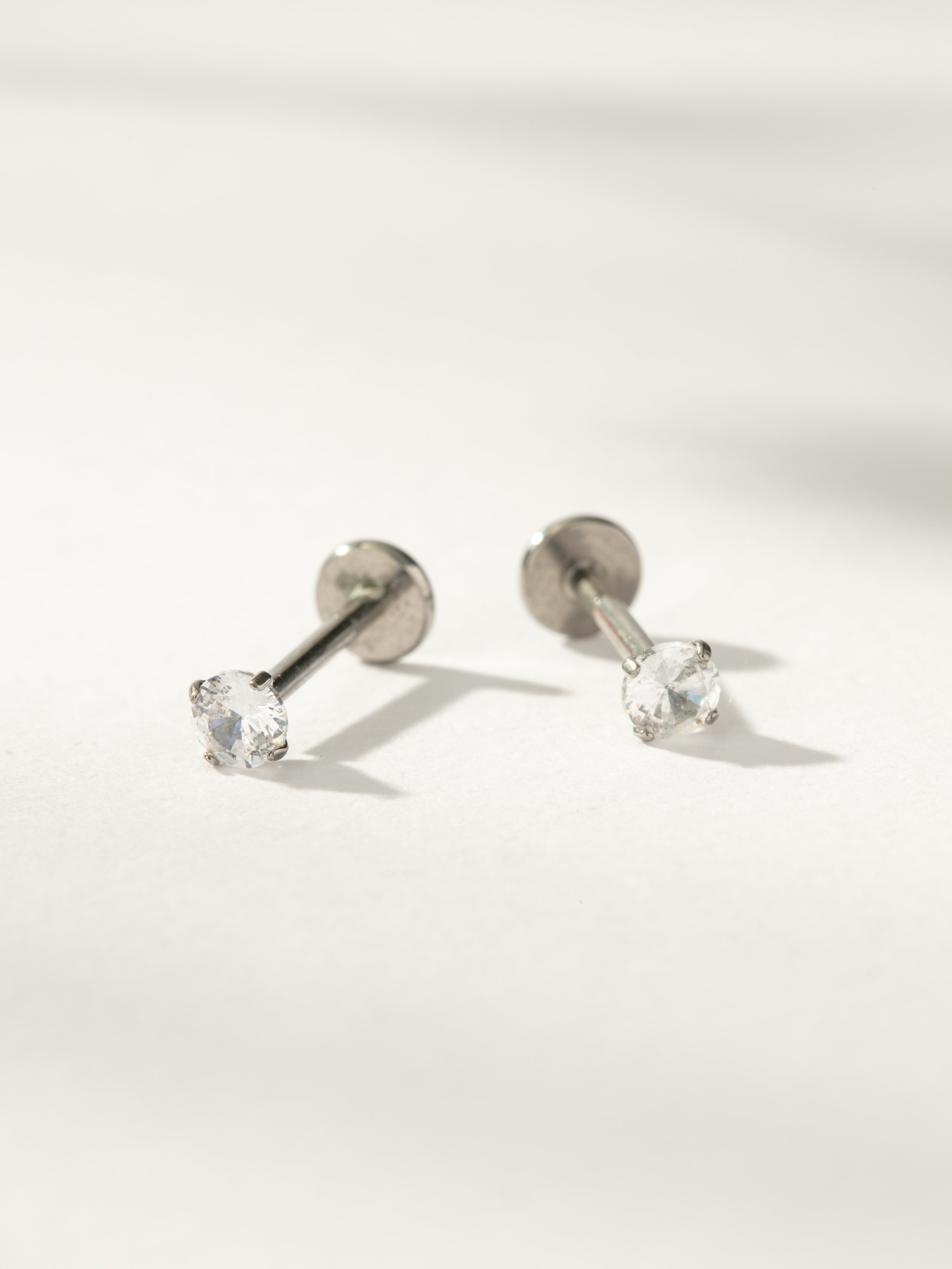 Simple Diamond Titanium Flat Back Earring