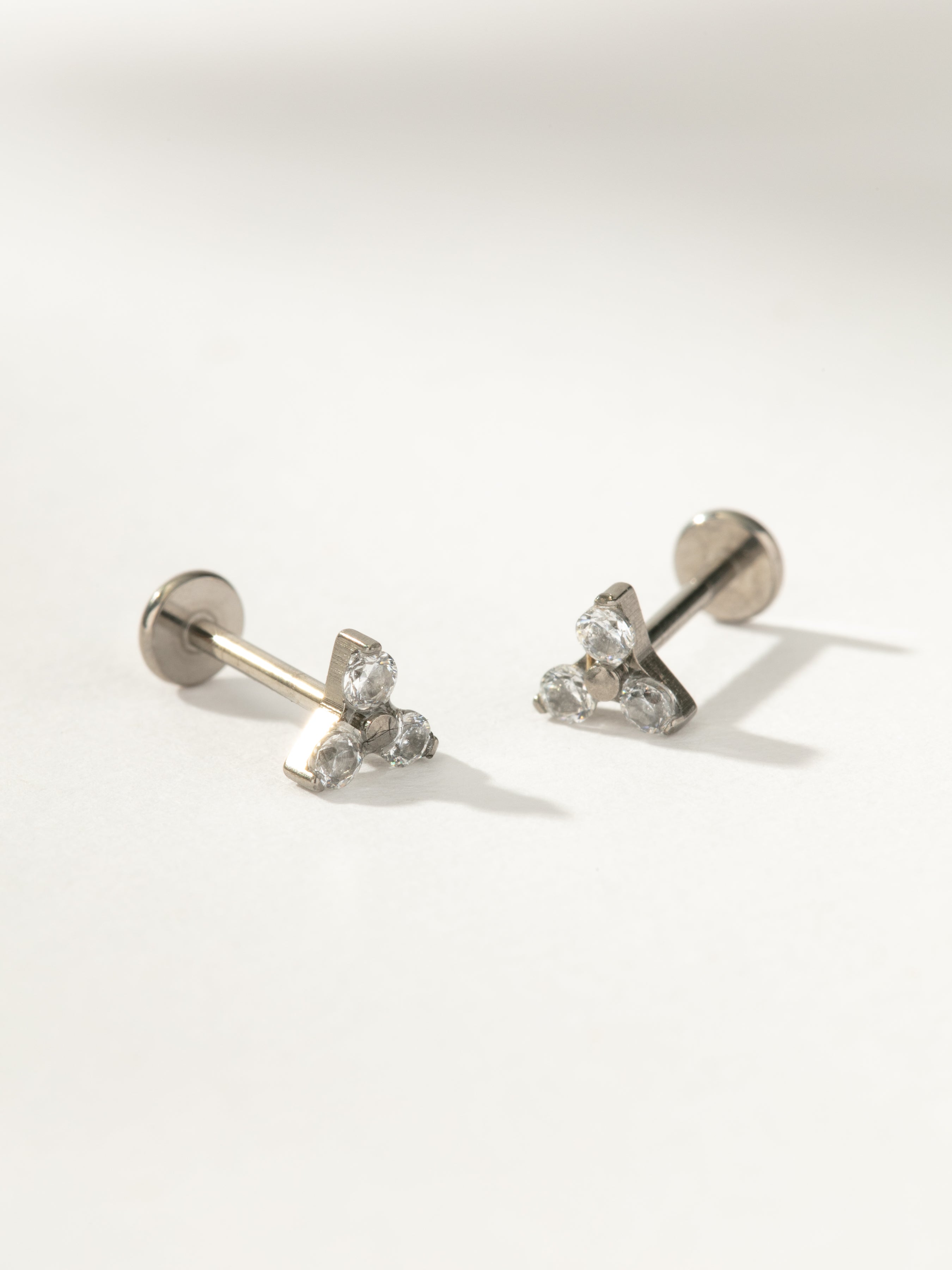 Diamond Cluster Titanium Flat Back Earring