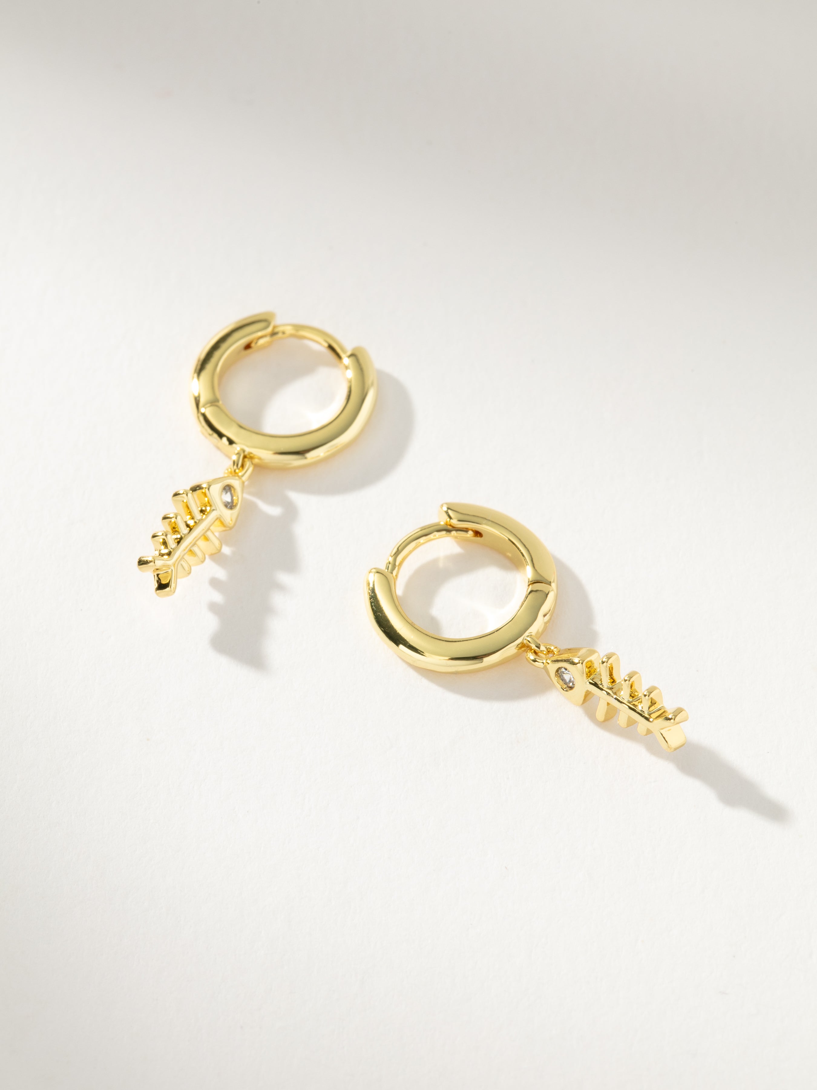 Fish Bone Huggie Earrings