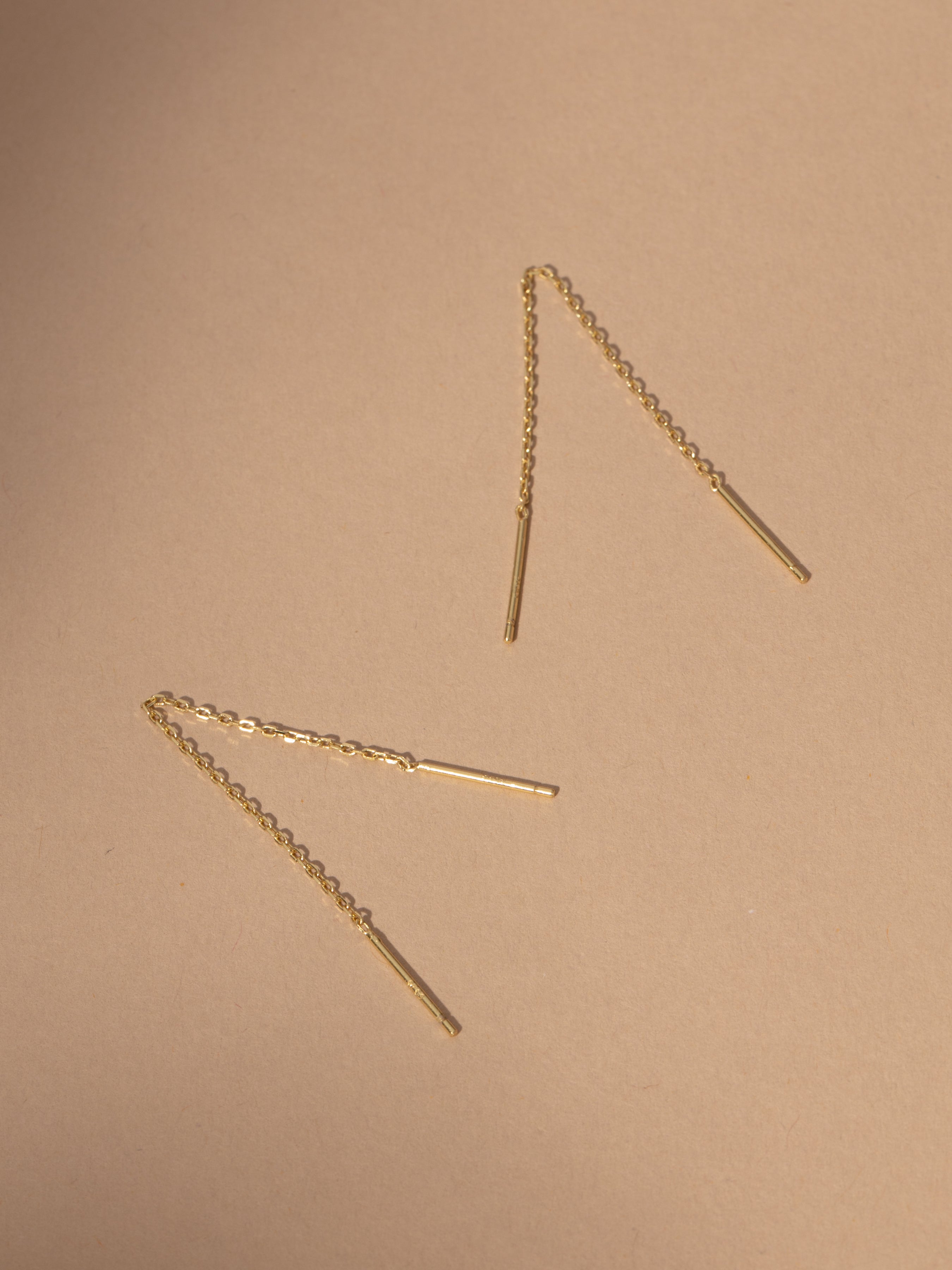 Chain and Bar Vermeil Thread Earrings