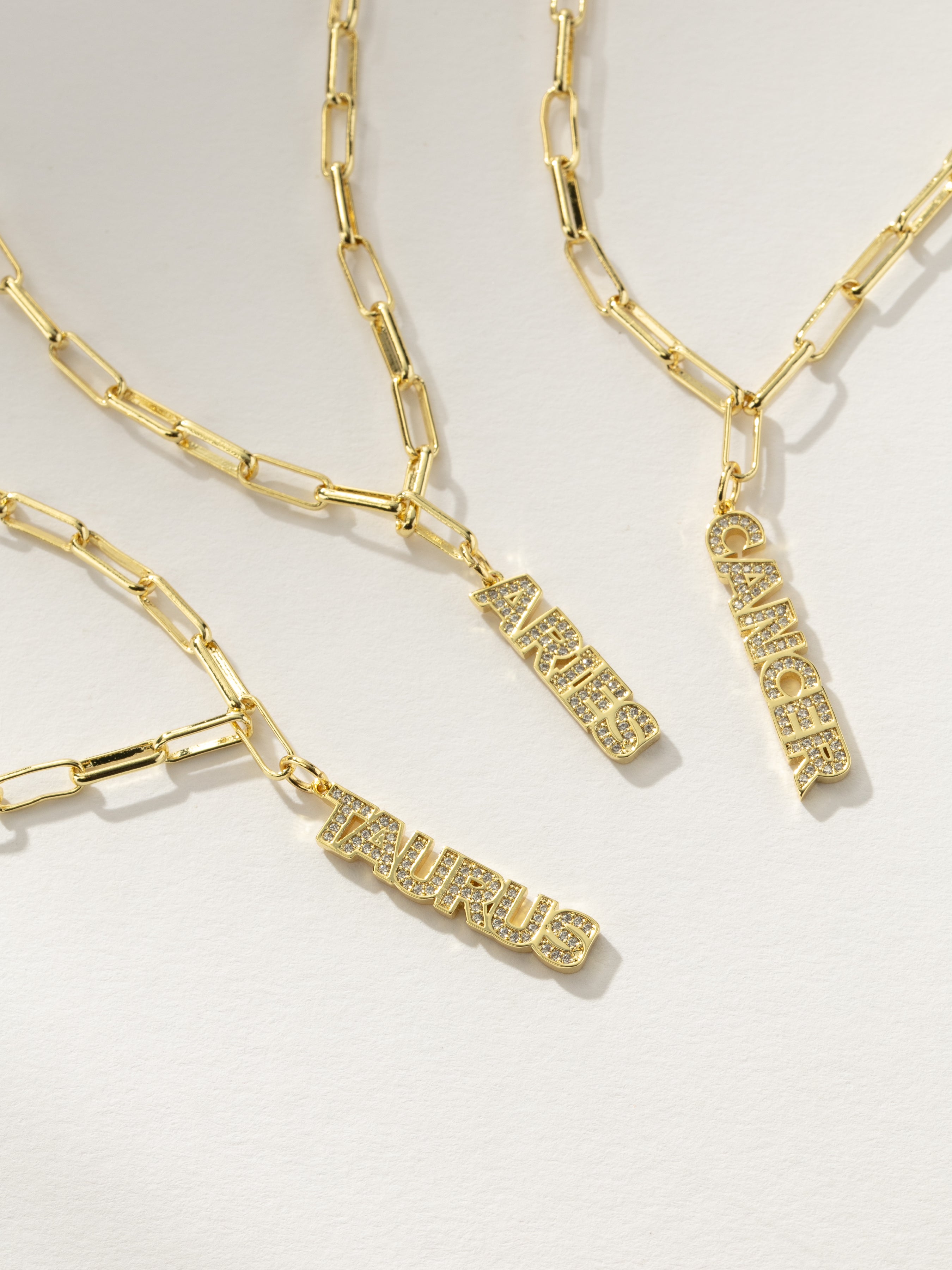 Zodiac Nameplate Pendant Necklace