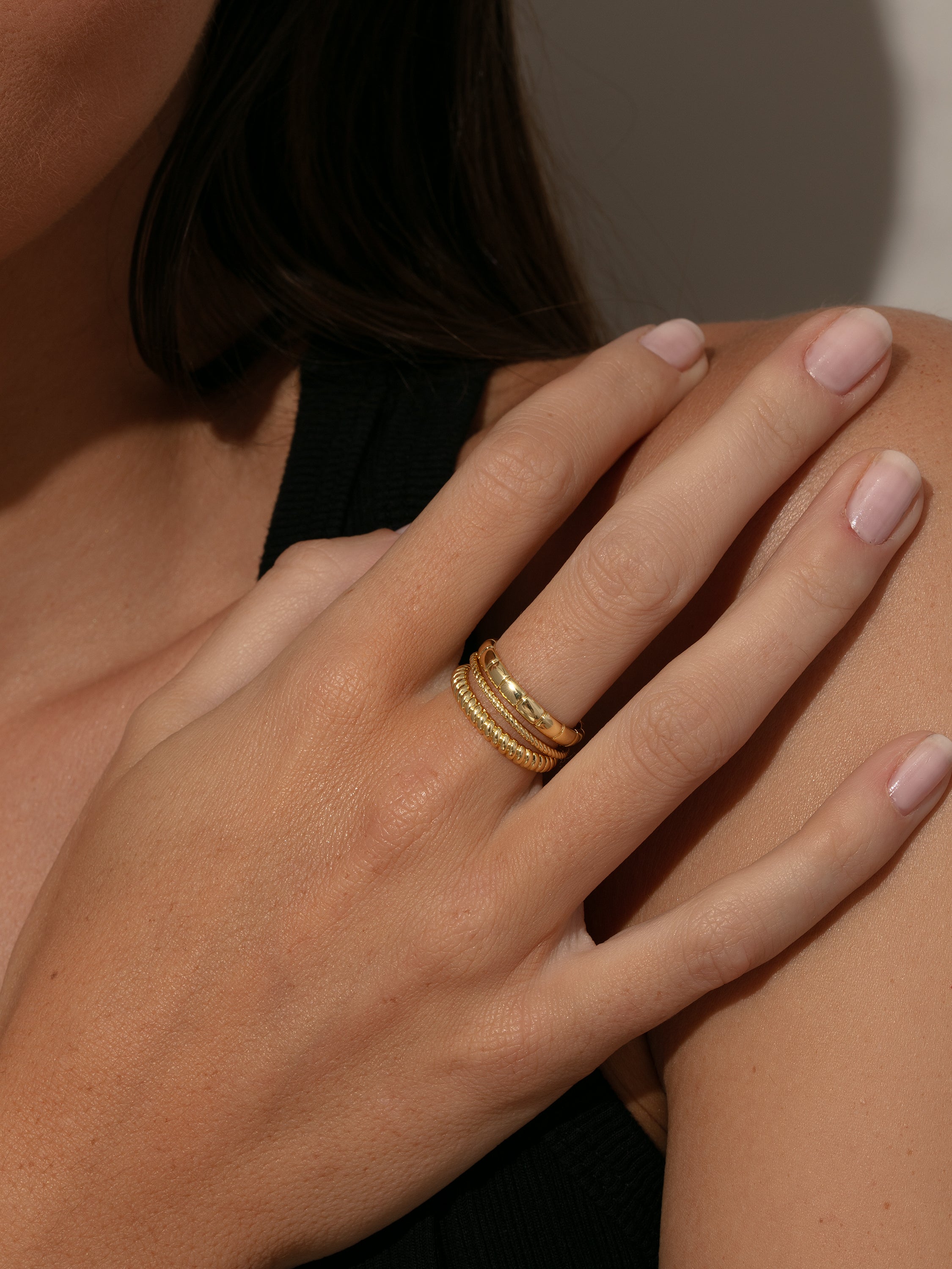 Vortex Textured Ring Stack (Set of 3)