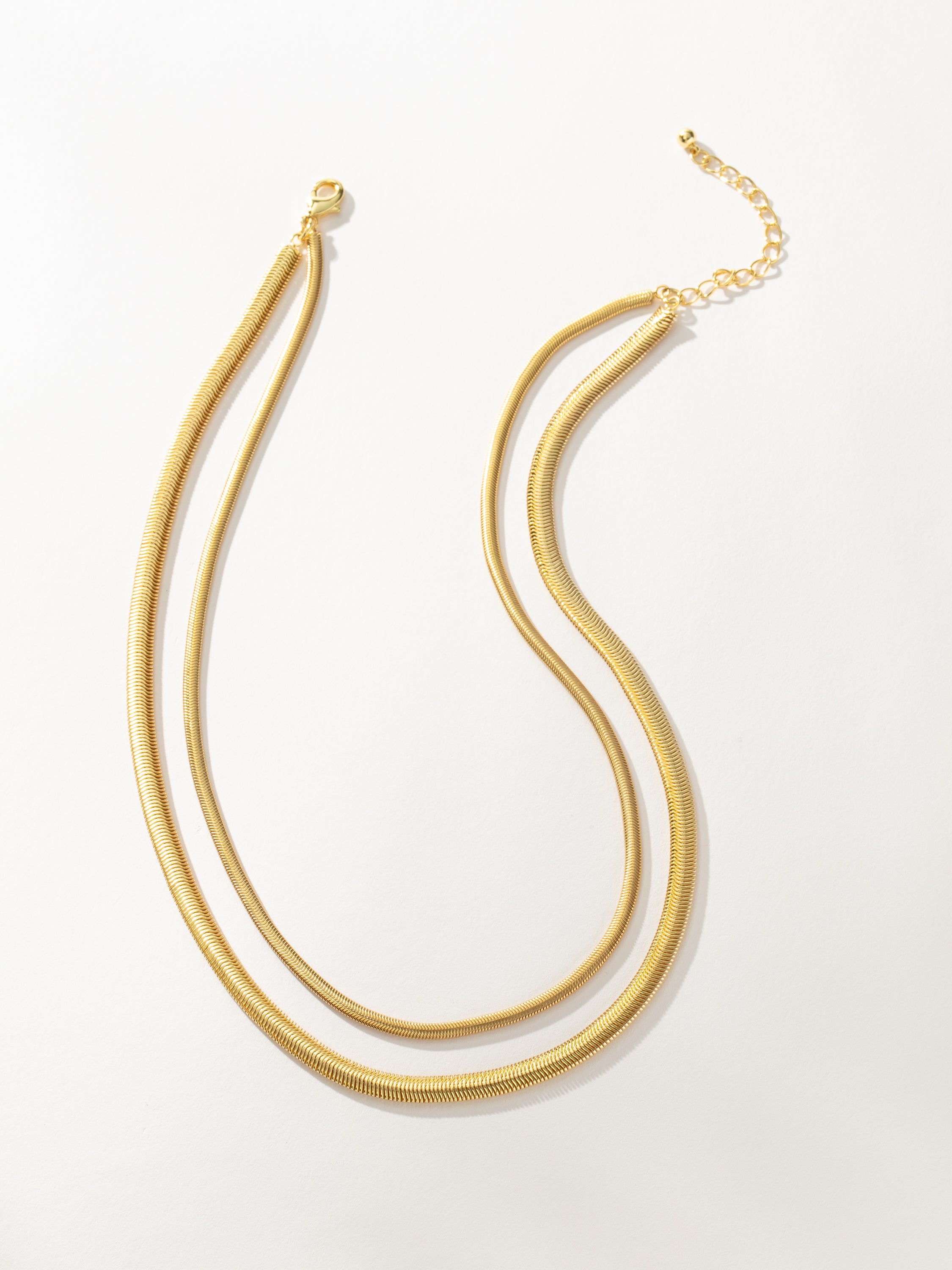 Layered Flat Snake Chain Necklace